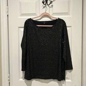 Black J. Crew Sequin Top